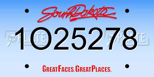 1O25278 South Dakota License Plate