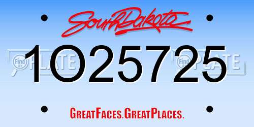 1O25725 South Dakota License Plate