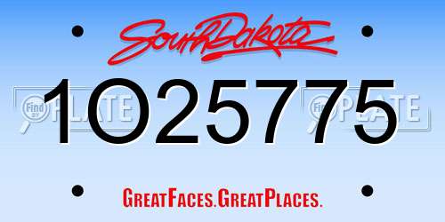 1O25775 South Dakota License Plate