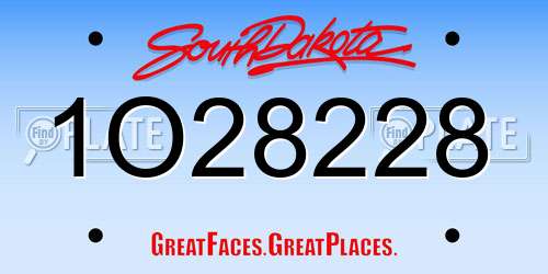 1O28228 South Dakota License Plate