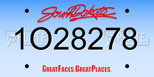 1O28278 South Dakota License Plate