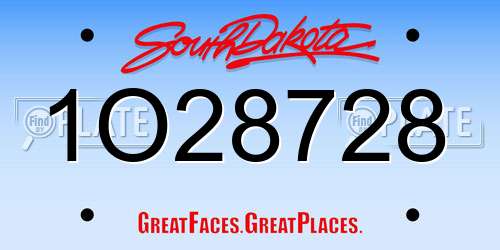 1O28728 South Dakota License Plate