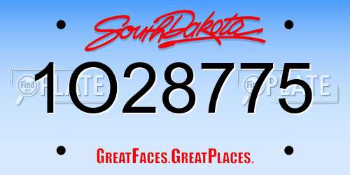 1O28775 South Dakota License Plate