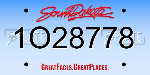 1O28778 South Dakota License Plate