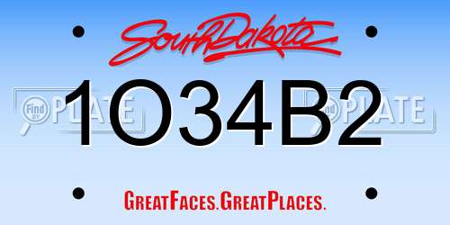 1O34B2 South Dakota License Plate