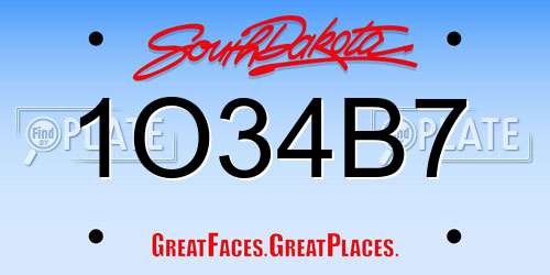 1O34B7 South Dakota License Plate