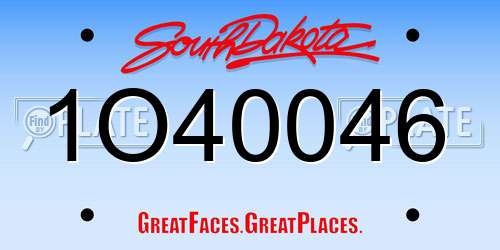 1O40046 South Dakota License Plate