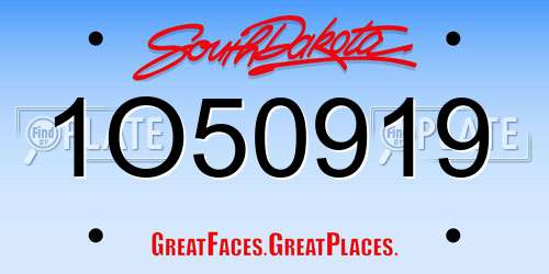 1O50919 South Dakota License Plate