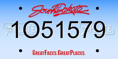 1O51579 South Dakota License Plate