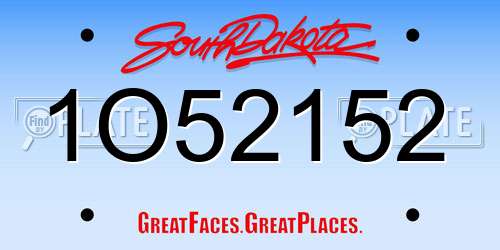1O52152 South Dakota License Plate