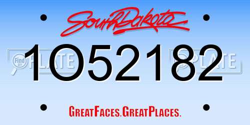 1O52182 South Dakota License Plate
