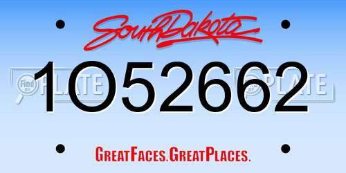 1O52662 South Dakota License Plate
