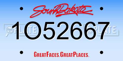 1O52667 South Dakota License Plate