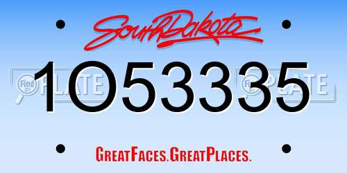 1O53335 South Dakota License Plate