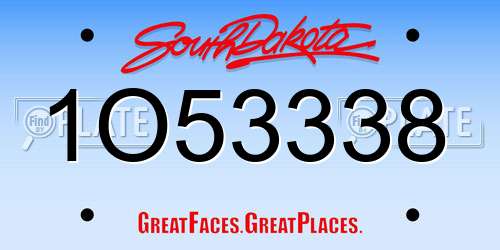 1O53338 South Dakota License Plate