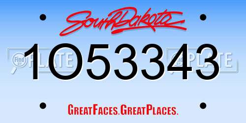 1O53343 South Dakota License Plate
