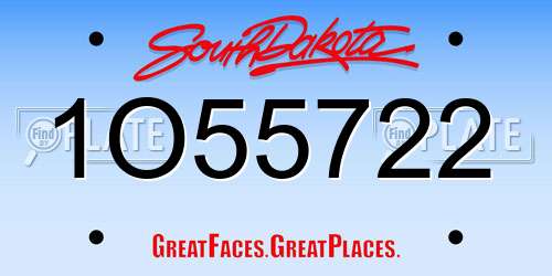 1O55722 South Dakota License Plate