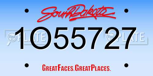 1O55727 South Dakota License Plate