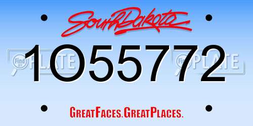 1O55772 South Dakota License Plate