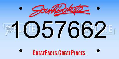 1O57662 South Dakota License Plate
