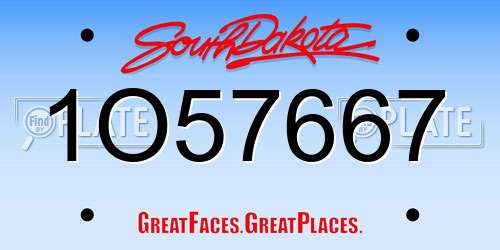 1O57667 South Dakota License Plate