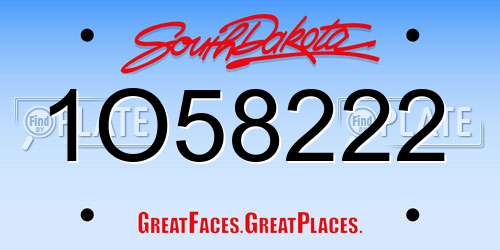 1O58222 South Dakota License Plate