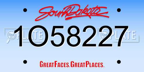 1O58227 South Dakota License Plate