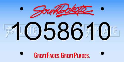 1O58610 South Dakota License Plate