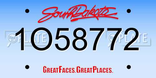 1O58772 South Dakota License Plate