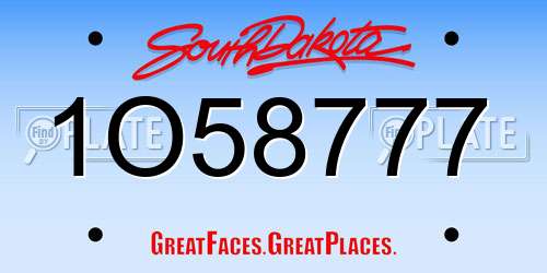 1O58777 South Dakota License Plate