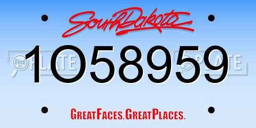1O58959 South Dakota License Plate