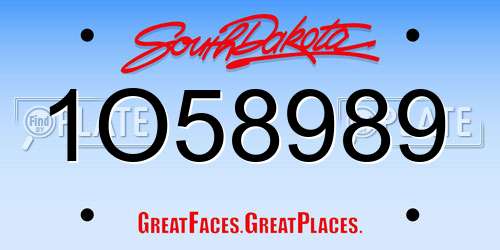 1O58989 South Dakota License Plate