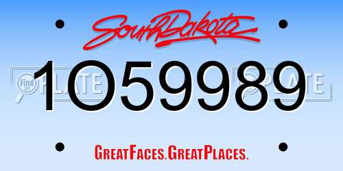 1O59989 South Dakota License Plate
