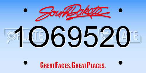1O69520 South Dakota License Plate