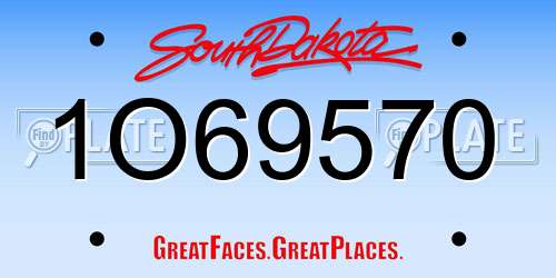 1O69570 South Dakota License Plate