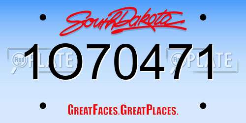1O70471 South Dakota License Plate
