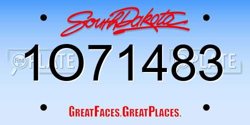 1O71483 South Dakota License Plate