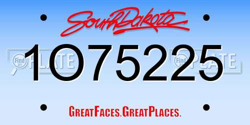 1O75225 South Dakota License Plate