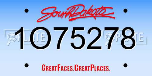 1O75278 South Dakota License Plate