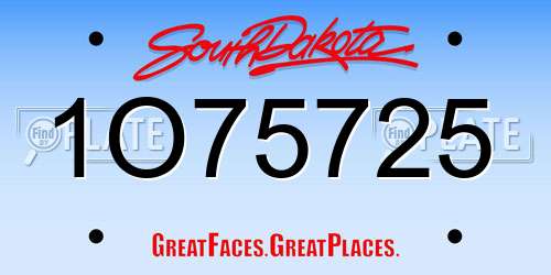 1O75725 South Dakota License Plate