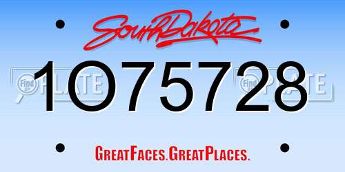 1O75728 South Dakota License Plate