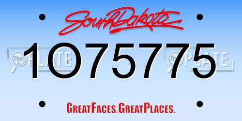 1O75775 South Dakota License Plate