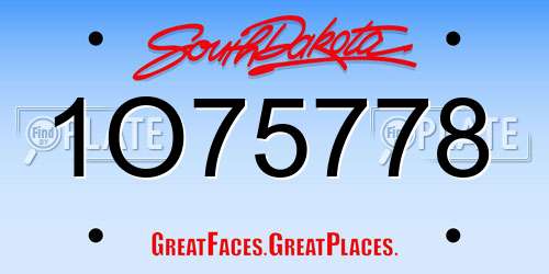 1O75778 South Dakota License Plate