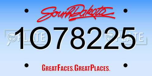 1O78225 South Dakota License Plate