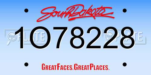 1O78228 South Dakota License Plate