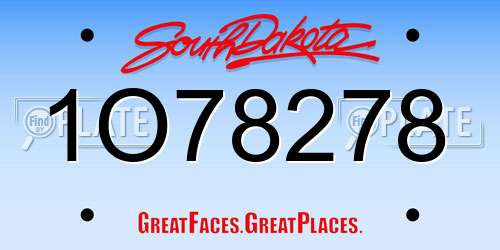 1O78278 South Dakota License Plate