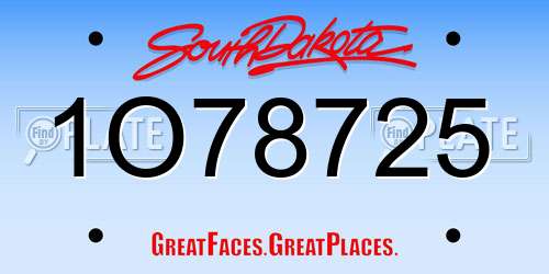 1O78725 South Dakota License Plate