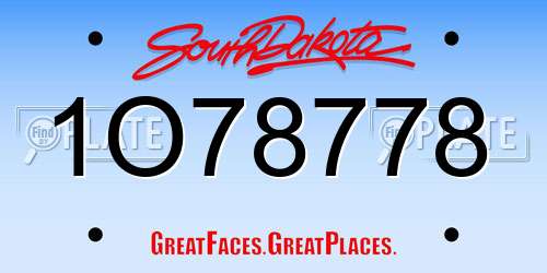 1O78778 South Dakota License Plate