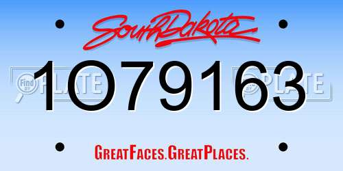 1O79163 South Dakota License Plate