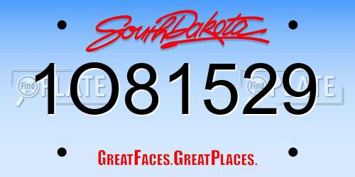 1O81529 South Dakota License Plate